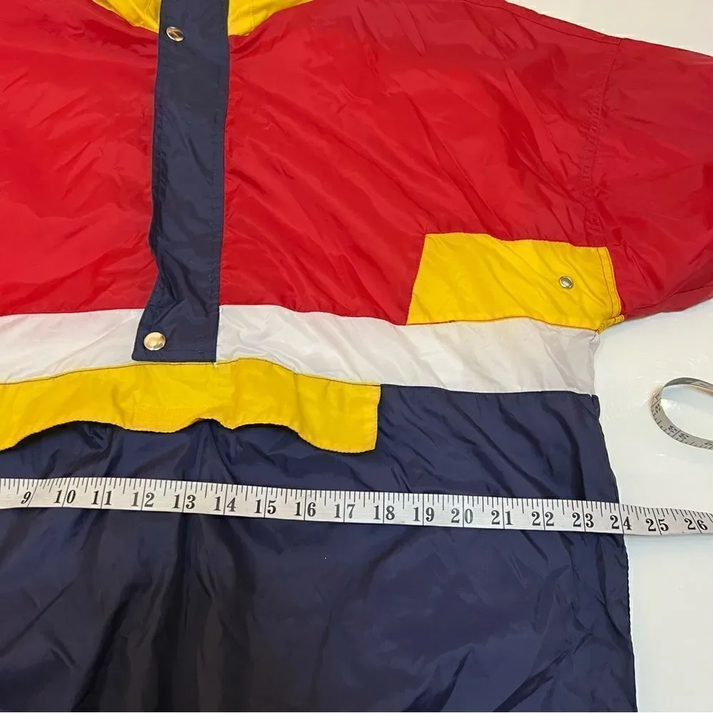 Rad Retro Italian Vintage 1990s Primary Colorblock Winbreaker Pillover Jacket